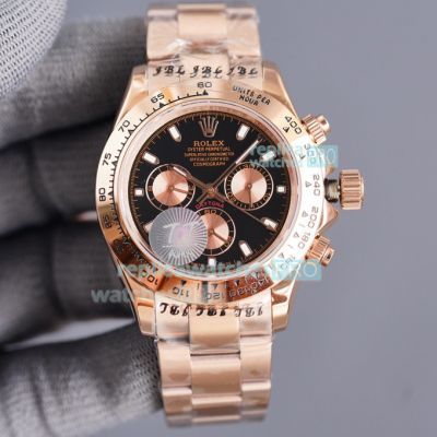 Rolex Rose Gold Daytona 40MM Replica Watch Black Dial For Men